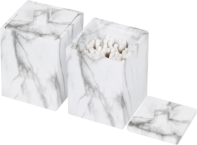Jung Ford 2-Pack Marble Pattern Cotton Swab Holders by JUNGFORD