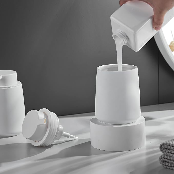 White Foam Hand Soap Dispenser - 12Oz Ceramic Foaming Soap Dispenser - Image 3