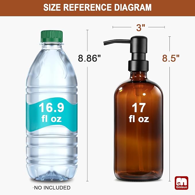 GMISUN Amber Glass Soap Dispenser, 6 Pack Bathroom Hand Soap Dispensers - Image 2