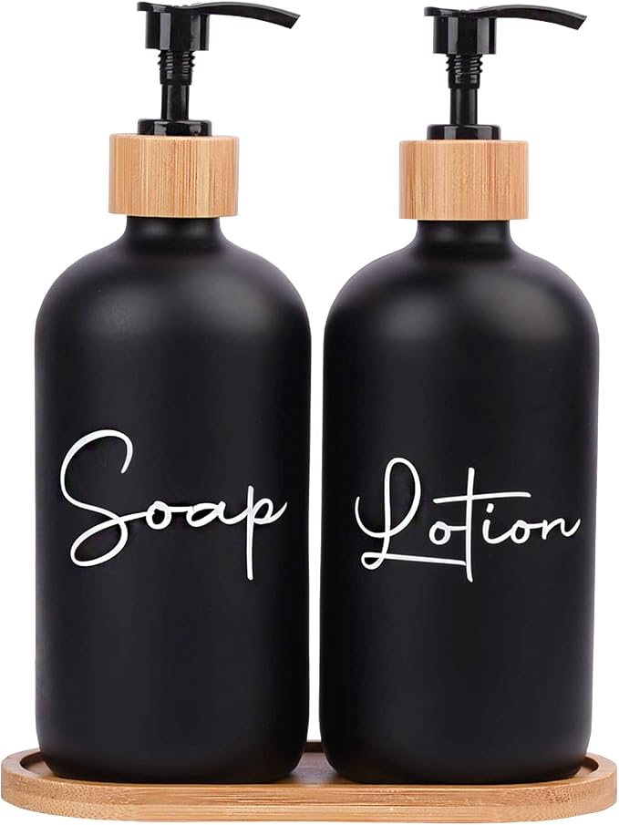 17 oz Hand Soap Dispenser Empty Glass Lotion Pump Bottles, Refillable Liquid by UUJOLY