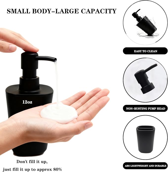 Matte Black Bathroom Accessory Set, 4-Piece Plastic Bathroom Accessory Set - Image 3