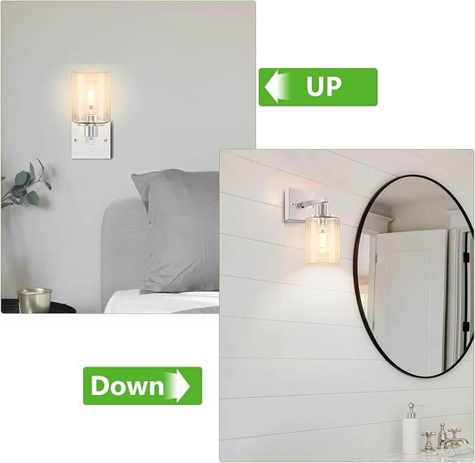 Licperron Wall Sconces Set of Two, Brushed Nickel Modern Wall Sconces Lighting - Image 4