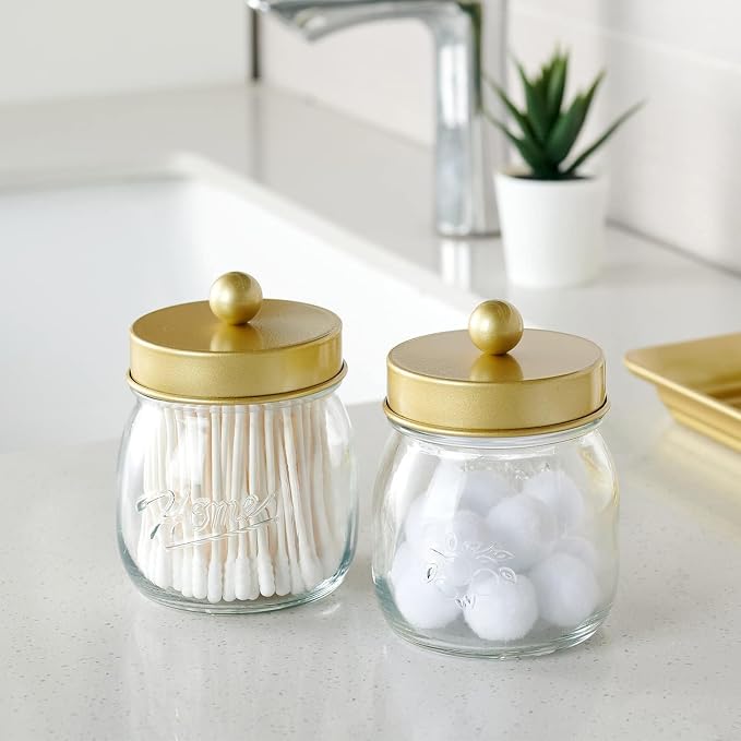SheeChung Small Mason Jar, Glass Qtip Holder, Apothecary Jars - Image 3