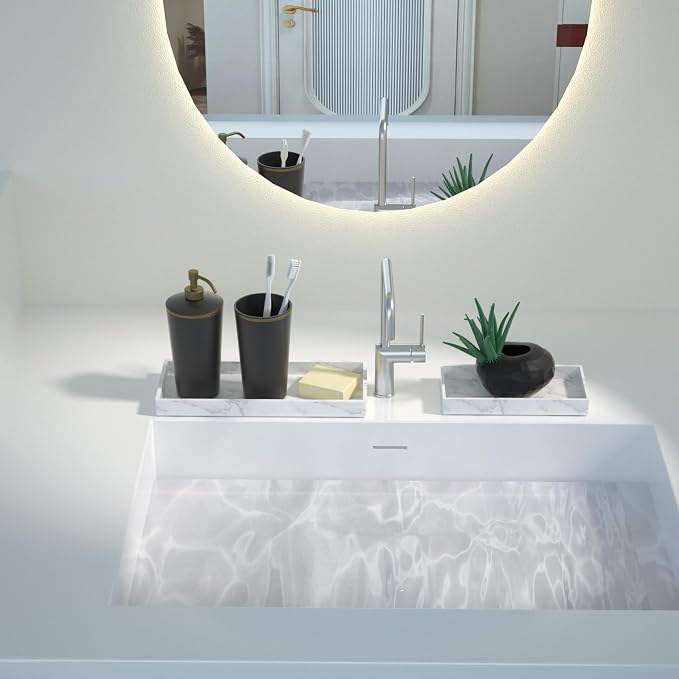 2 Packs Silicone Bathroom Vanity Tray Large 11.8" ＆ Small 7.8" Set - Image 7