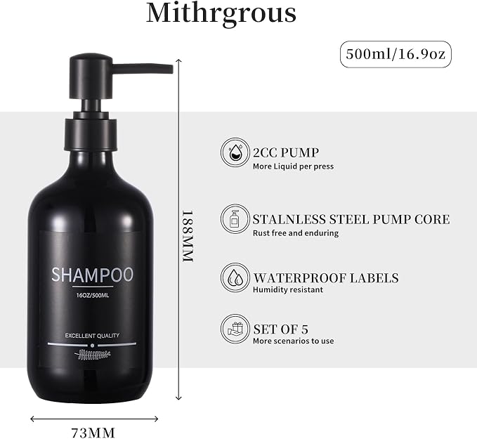 Shampoo and Conditioner Dispenser 16.9oz Refillable Shampoo and Conditioner - Image 5