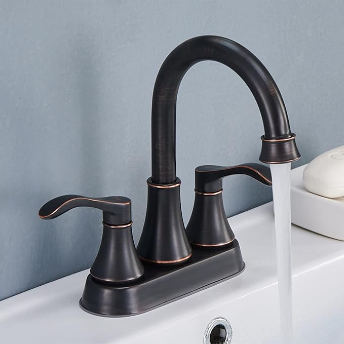 Lead-Free Antique 2 Handle Oil Rubbed Bronze Bathroom Sink Faucet, 360° Swivel by VALISY