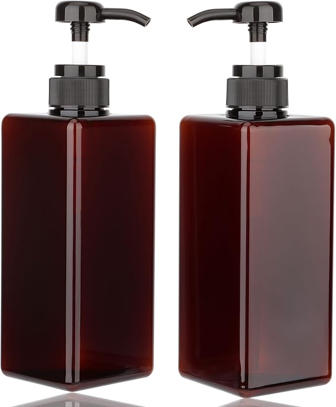 Pump Bottle Dispenser 22oz/650ml Jansburg 2Pack Refillable Square Plastic by Jansburg