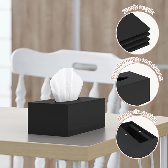 SILUT Tissue Box Cover Rectangle, Tissue Box Holder Decorative, Acrylic Tissue - Image 5