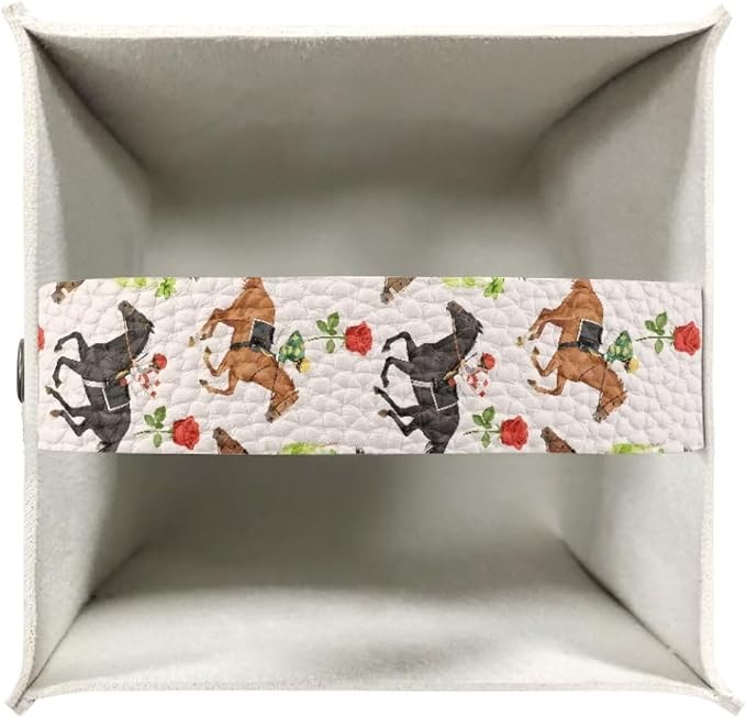 Racing Horse Flower Portable Tissue Box Holder, Lightweight PU Leather Square - Image 3