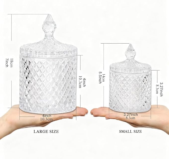R FLORY 2 Pack Qtip Holder Glass Apothecary Jars - Image 2