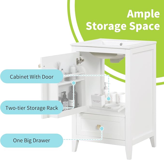 Bellemave 20-inch Solid Wood Bathroom Vanity - Image 8