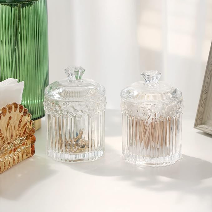 rejomiik 2 Pack Qtip Holder Glass Apothecary Jars - Image 6
