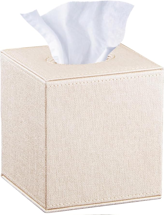 Leather Square Tissue Box Cover, Cut Tissues Cube Box Holder, Modern Facial by YAPISHI