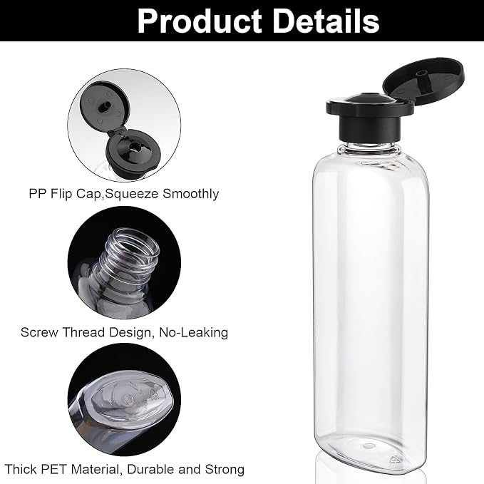 Travel Shampoo Bottles 7.7oz 5 Pack Leak Proof Squeeze Bottles - Image 4