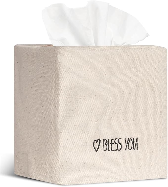 Livelab Tissue Box Cover Square, Chic Canvas Tissue Box Holder by LIVELAB