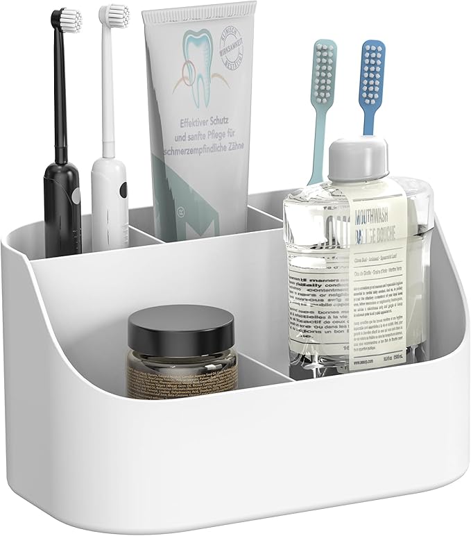 Countertop Toothbrush Holders for Bathrooms, Plastic Toothpaste and Electric by Oasiteege