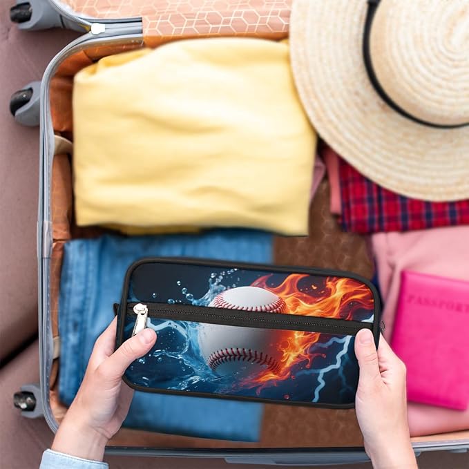 Abstract Fire Water Baseball Kids Toiletry Bag - Image 8