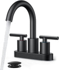 FORIOUS 4 Inch Centerset Bathroom Faucet Black 2 Hole, Two Handle Matte Black by FORIOUS