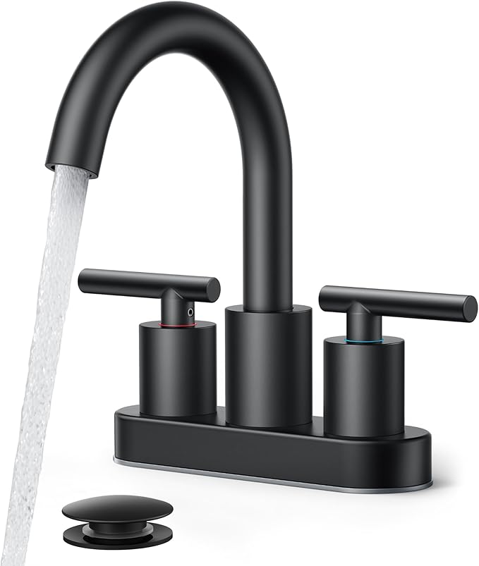 FORIOUS 4 Inch Centerset Bathroom Faucet Black 2 Hole, Two Handle Matte Black by FORIOUS