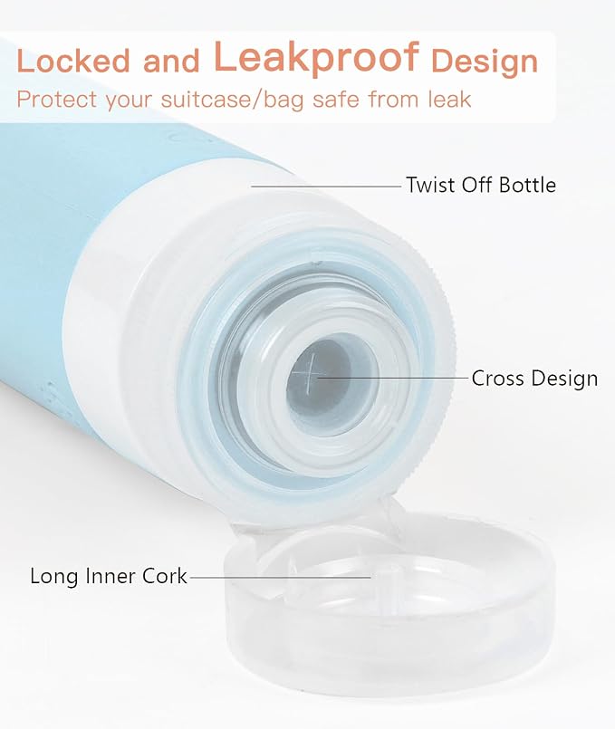 Quatish Travel Bottles for Toiletries 6 Pack, Original Patented Leakproof 3 oz - Image 2