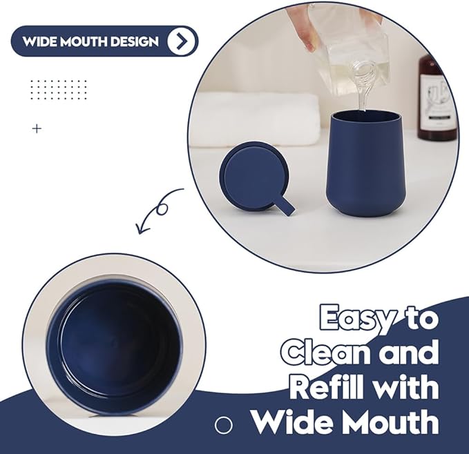 Matte Navy Blue Liquid Hand Soap Dispenser Plastic 11 oz - Image 6