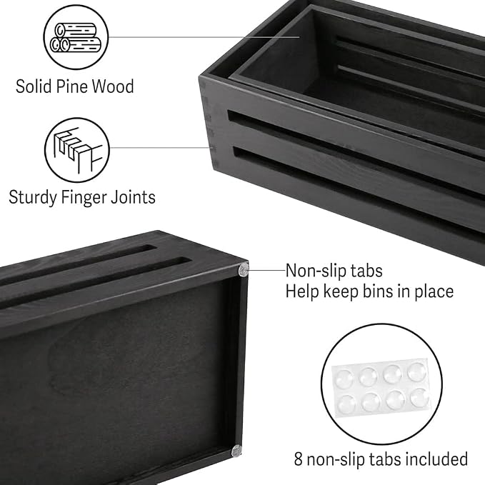 LotFancy Bathroom Decor Box, 2 Pack Wooden Toilet Paper Holder, Back of Toilet - Image 3