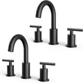 FORIOUS 2 Pack Black Bathroom Faucet 3 Hole, Suitable by FORIOUS