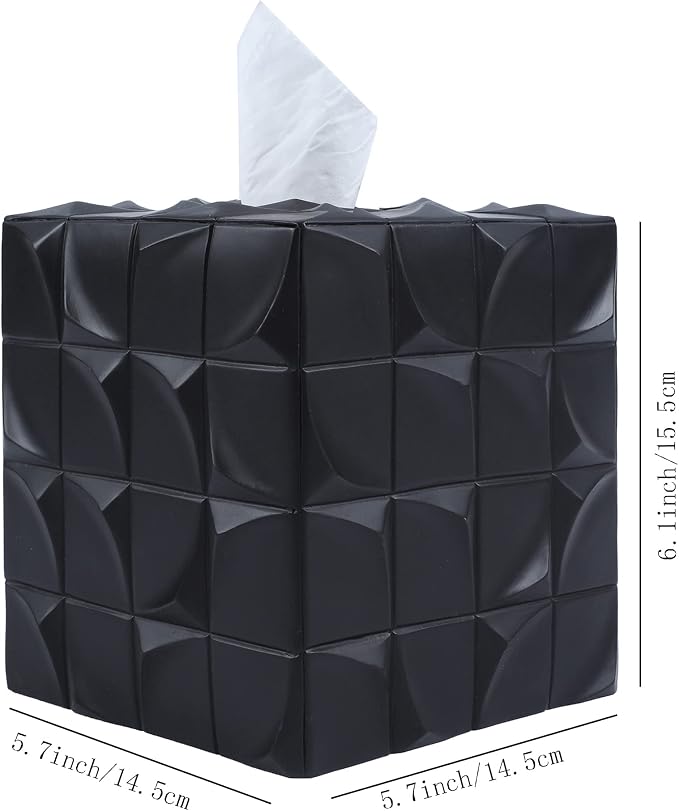 Hymmah Modern Square Tissue Box Cover Holder, Bathroom Accessories Decor Unique - Image 2