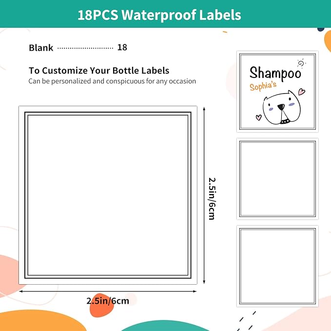 Segbeauty 18pcs Blank Waterproof Labels, 2.5in White Soap Dispenser Stickers - Image 2
