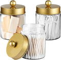 3PC Farmhouse Decor Qtip Holder Apothecary Jars Bathroom Vanity Storage by Komashr