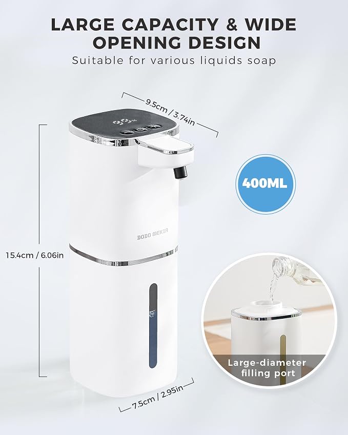 2 Pack Automatic Foaming Soap Dispenser, 400ml//13.53oz, USB Rechargeable - Image 2