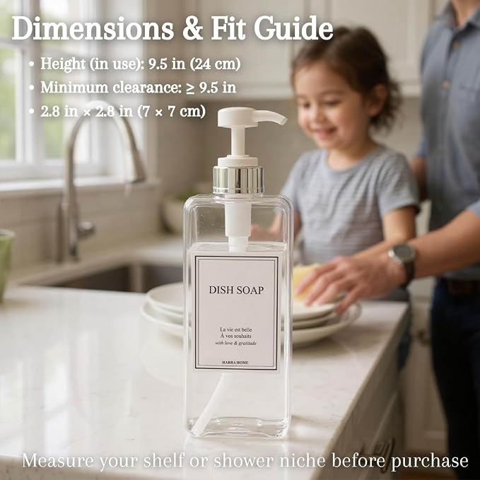Modern Design Shampoo and Conditioner Dispenser, Large 27oz Shower Soap - Image 2