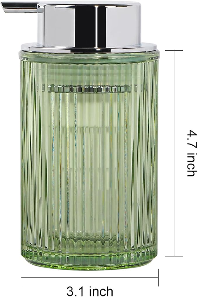 Foaming Soap Dispenser, 12 Oz Green Glass Foam Hand Soap Dispenser, Refillable - Image 6