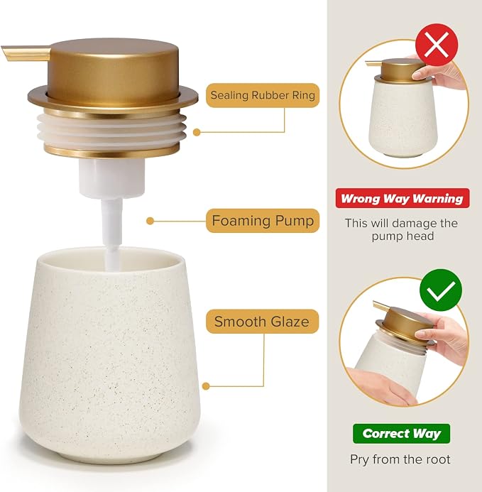 Foaming Soap Dispenser - 12 Oz Ceramic Soap Dispenser - Image 4