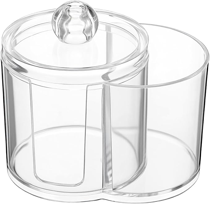 Yolev Qtip Holder with Dual Compartments Clear Cotton Round Holder Plastic by Yolev