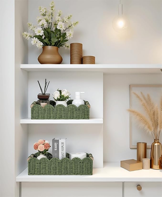 CubesLand Toilet Paper Storage Basket, Scalloped Edge Shelves Basket - Image 3