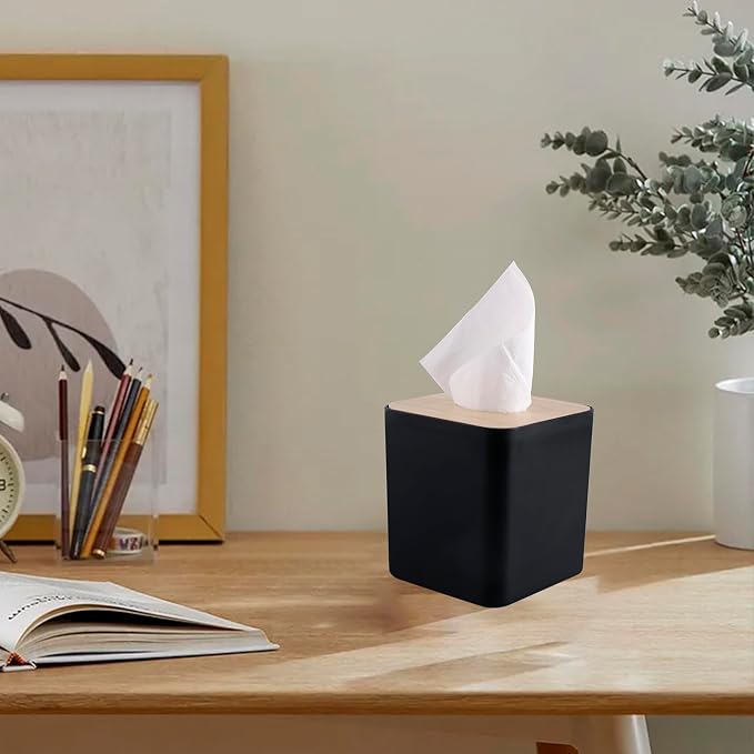 Square Tissue Box Cover, Bamboo Facial Cube Box Cover - Image 6