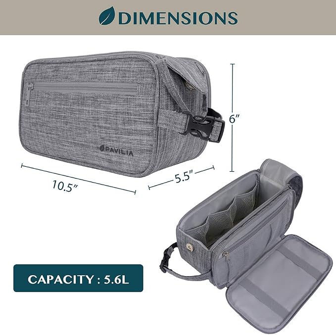 PAVILIA Toiletry Bag for Men, Travel Essentials Shaving Dopp Kit, Mens Travel - Image 4