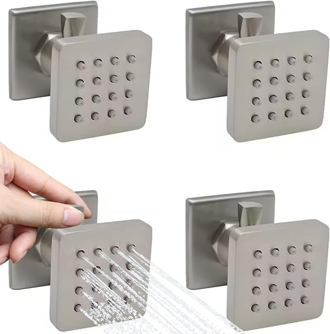 Solid Brass Shower Body Spray Massage Nozzle Wall Jets, Flow Can Be Controlled by Backnets