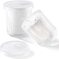 rejomiik Glass Qtip Holder Dispenser 2 Pack, Bathroom Canister Apothecary Jars by rejomiik