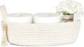 Mkono Small Storage Basket for Toilet Tank Top Boho Bathroom Decor Woven Rope by Mkono