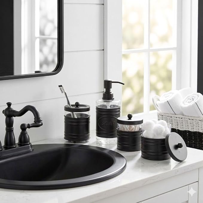 Autumn Alley Farmhouse Matte Black Bathroom Accessories Set - Image 6