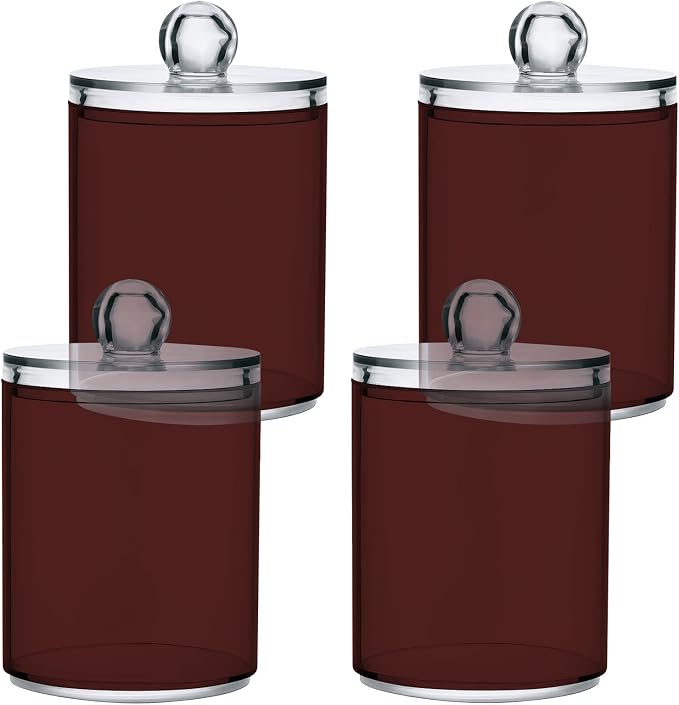 Indian Red Qtip Holder Organizer Dispenser Cotton Swabs Cans Plastic Jars by SHJI