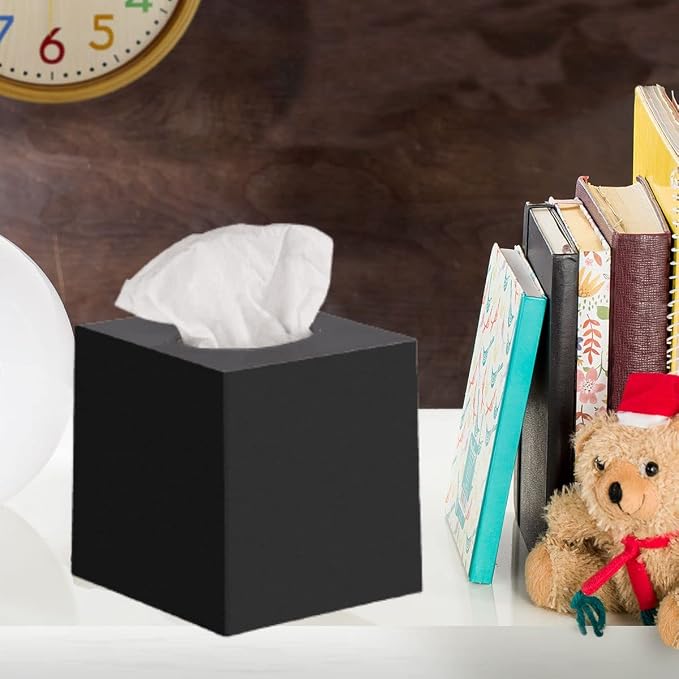 2 Pack Black Tissue Box Cover – Square Tissue Box Holder - Image 7