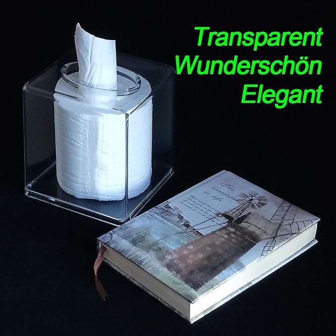 Square Clear Acrylic Tissue Box Covers, Big Bathroom Facial Napkin Box Holders - Image 8