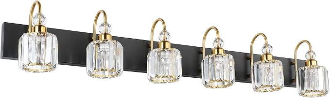 Ralbay Crystal Vanity Lights 6-Lights Modern Crystal Bathroom Vanity Lights by RalbayLighting