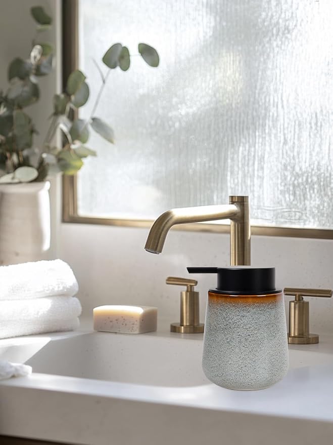 INGOFIN Ceramic Foaming Soap Dispenser -12oz Foam Hand Soap Dispenser Bathroom - Image 9