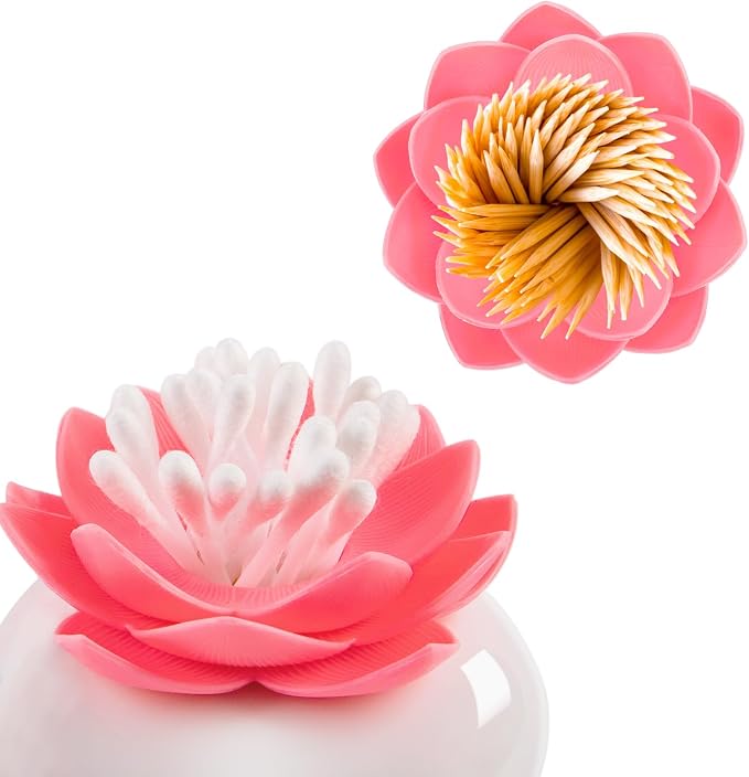 Bloss Lotus Cotton Swab Holder Q-tip Holder Cotton Bud Swabs Toothpick - Image 3