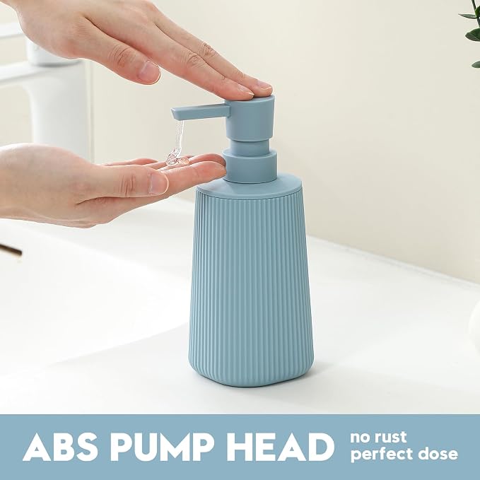 Small Soap Dispenser for Bathroom and Kitchen, Modern Farmhouse Striped Style - Image 4