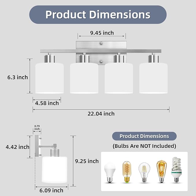 CANMEIJIA 4-Light Bathroom Vanity Light Fixtures - Image 2